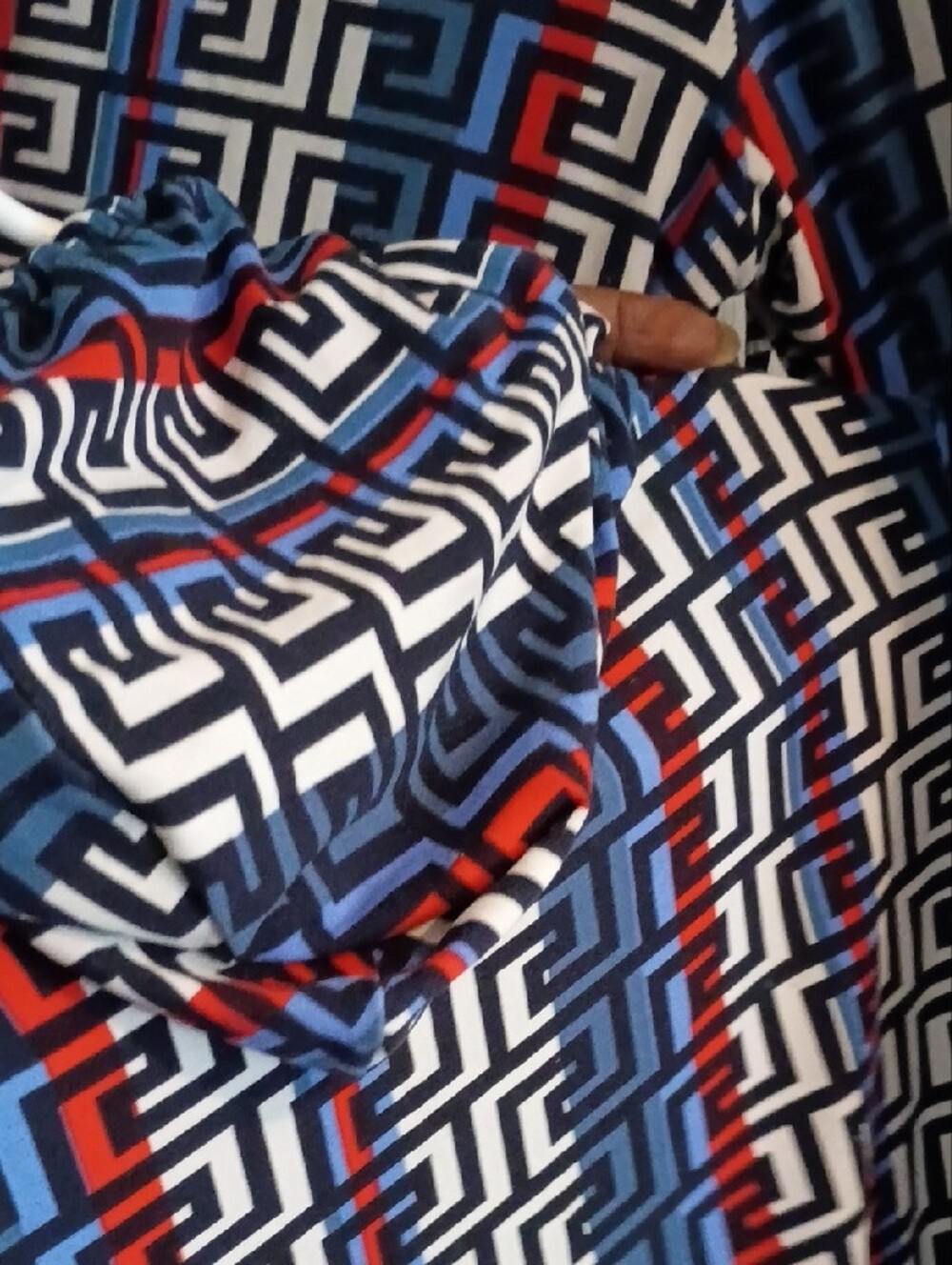 Geometric Print Navy & Red Track Jogger Set - Women - Picture 7 of 8